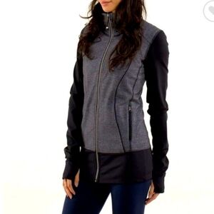 Lululemon Asana Full‎ Zip Herringbone Black and Gray Jacket Size 2